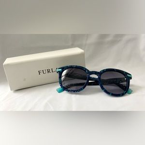 FURLA Blue Turquoise Geometric Print Sunglasses SFU 036